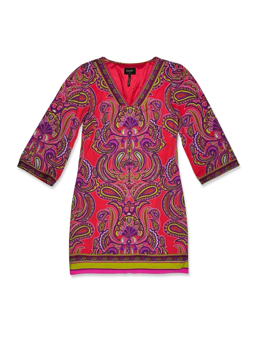 Laundry by Shelli Segal Paisly V-Neck Gogo Mod Dress